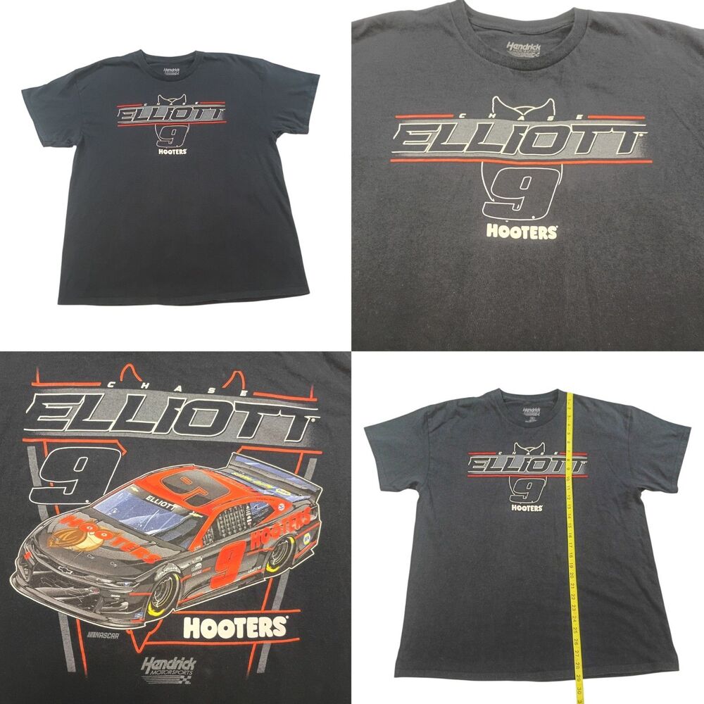 Chase Elliott #9 Hooters NASCAR Racing T-Shirt Hendrick Motorsports Black XL